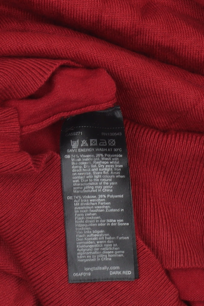 Womens UK Size XS Long Tall Sally Red Henley Jumper