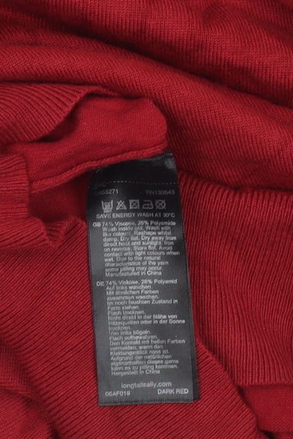 Womens UK Size XS Long Tall Sally Red Henley Jumper