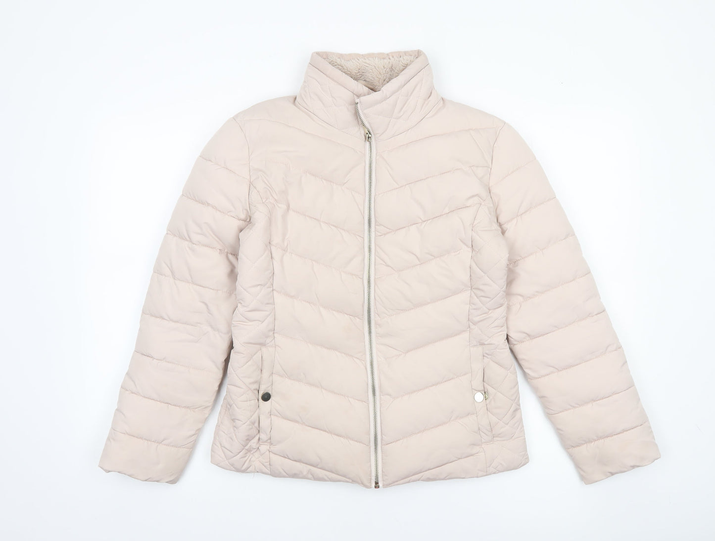 Womens UK Size 8 Miss Selfridge Beige Puffer Jacket