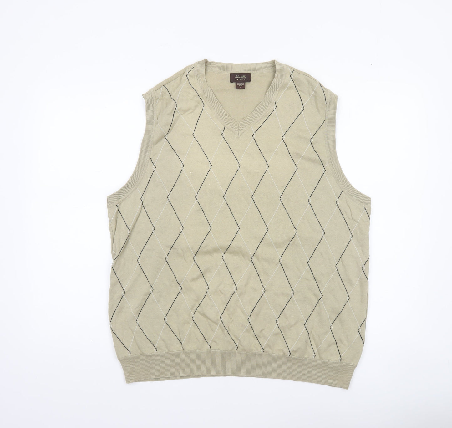 Mens UK Size L Tasso Elba Beige Vest Jumper