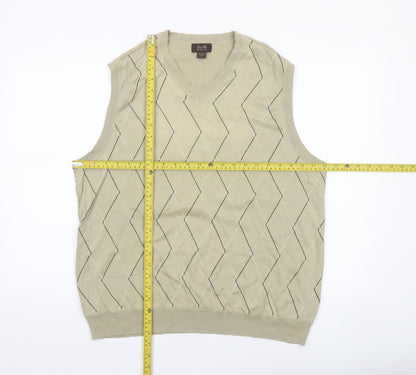 Mens UK Size L Tasso Elba Beige Vest Jumper
