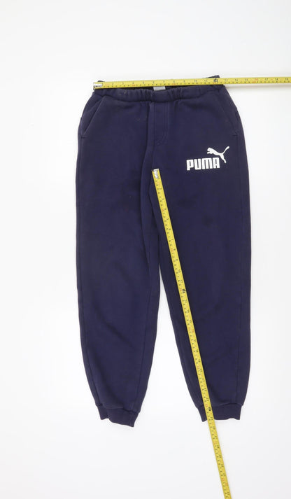 Boys UK Size 13-14 Years PUMA Regular Fit Jogger Blue Trousers