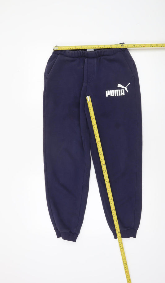 Boys UK Size 13-14 Years PUMA Regular Fit Jogger Blue Trousers