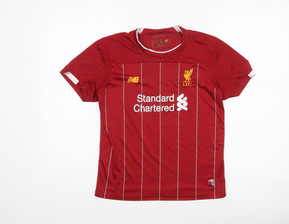 New Balance Boys Red Liverpool FC Short Sleeve Football Jersey T-Shirt Size 26