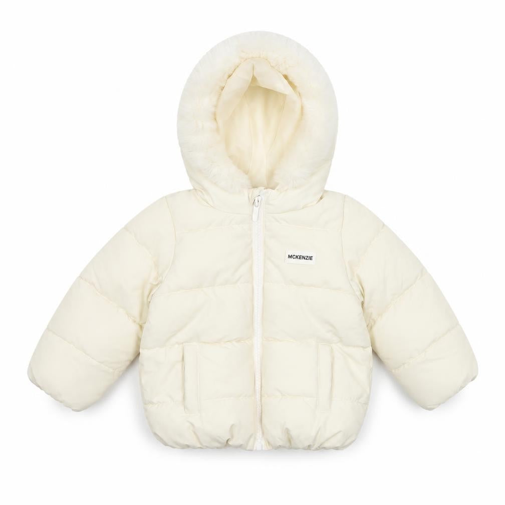 Front view of McKenzie Ivory Puffer Jacket 12-18 Months unisex baby hooded winter coat