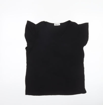 Womens UK Size M LUNA Black Basic Blouse