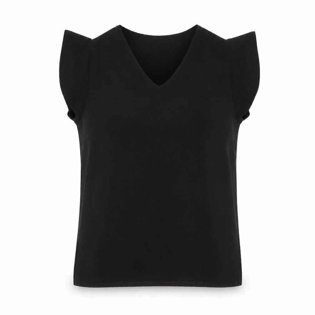 Womens UK Size M LUNA Black Basic Blouse