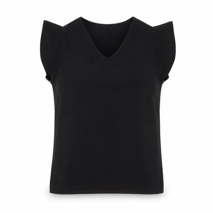 Womens UK Size M LUNA Black Basic Blouse