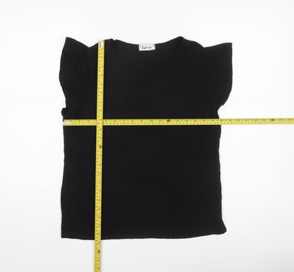 Womens UK Size M LUNA Black Basic Blouse