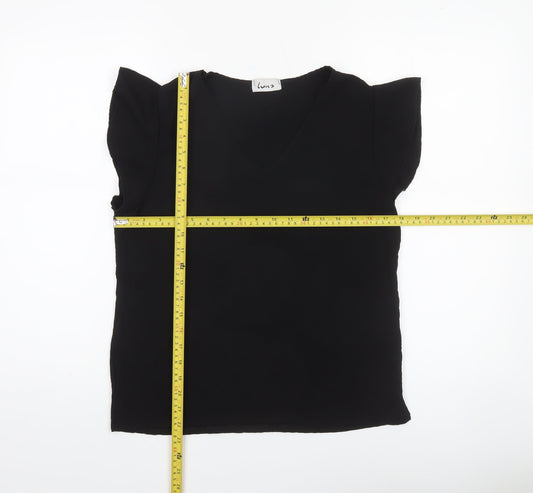 Womens UK Size M LUNA Black Basic Blouse