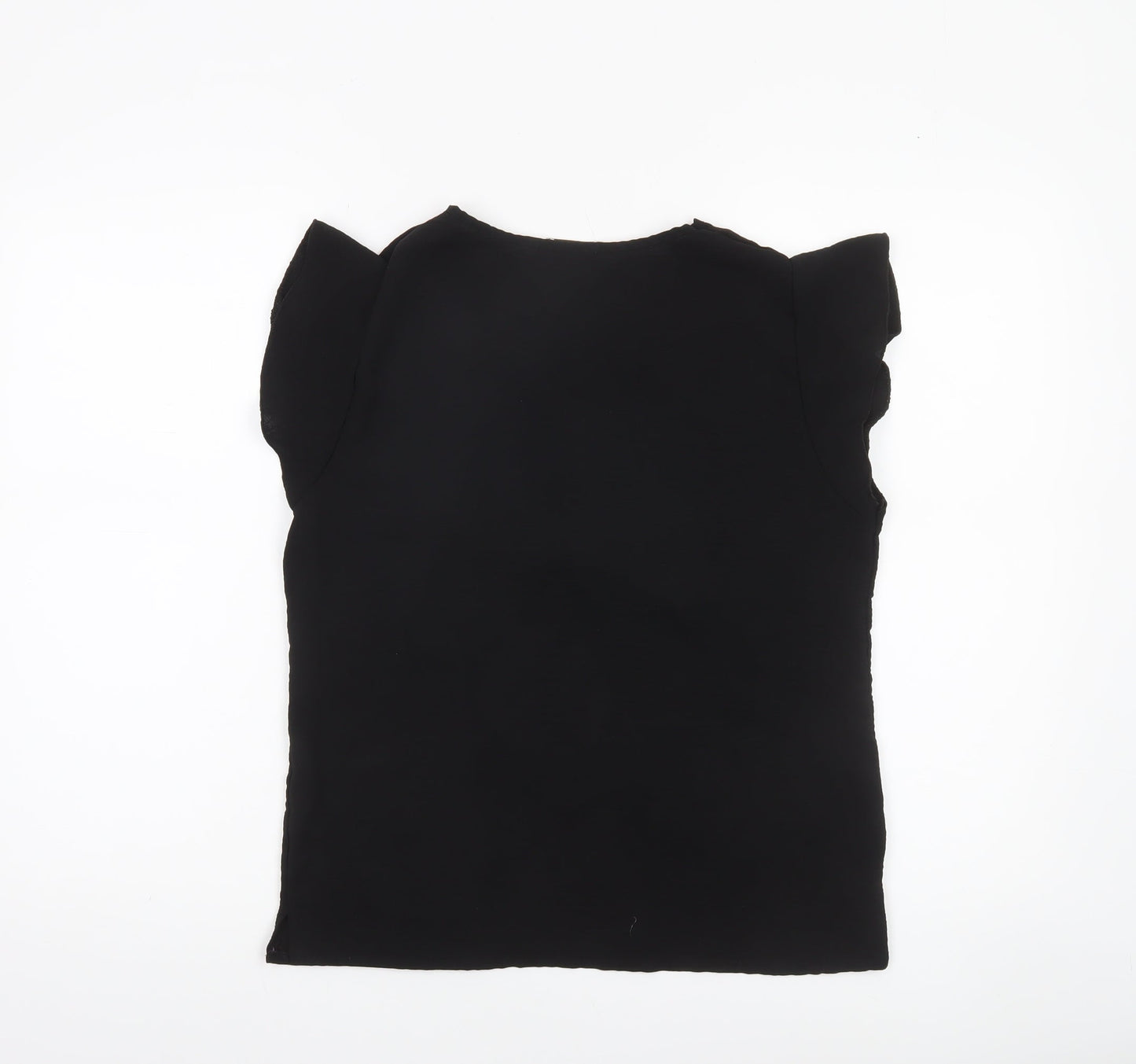 Womens UK Size M LUNA Black Basic Blouse