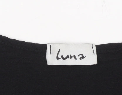 Womens UK Size M LUNA Black Basic Blouse
