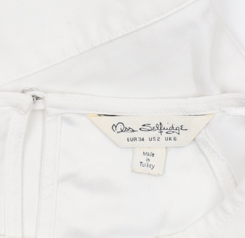 Womens UK Size 6 Miss Selfridge White Cropped Blouse