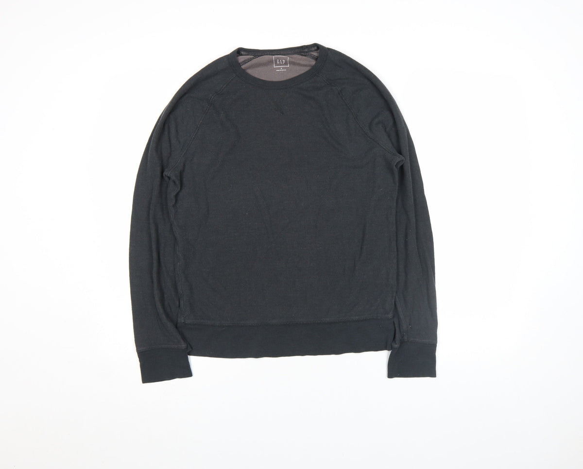 Gap Men Black Regular Fit Long Sleeve Cotton Blend Top Size S