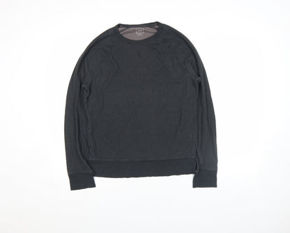 Gap Men Black Regular Fit Long Sleeve Cotton Blend Top Size S