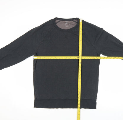 Gap Men Black Regular Fit Long Sleeve Cotton Blend Top Size S