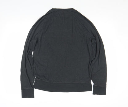 Gap Men Black Regular Fit Long Sleeve Cotton Blend Top Size S