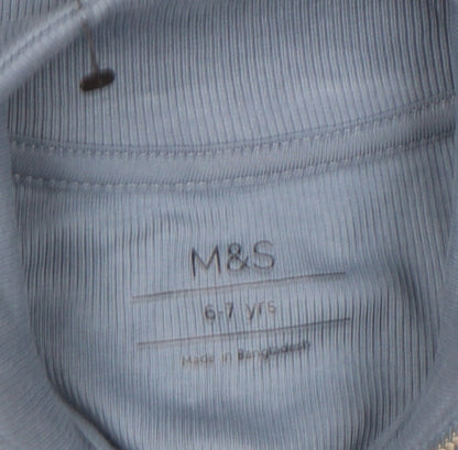 Marks and Spencer Girls Blue Full Zip Knit Sweatshirt 6-7 Years