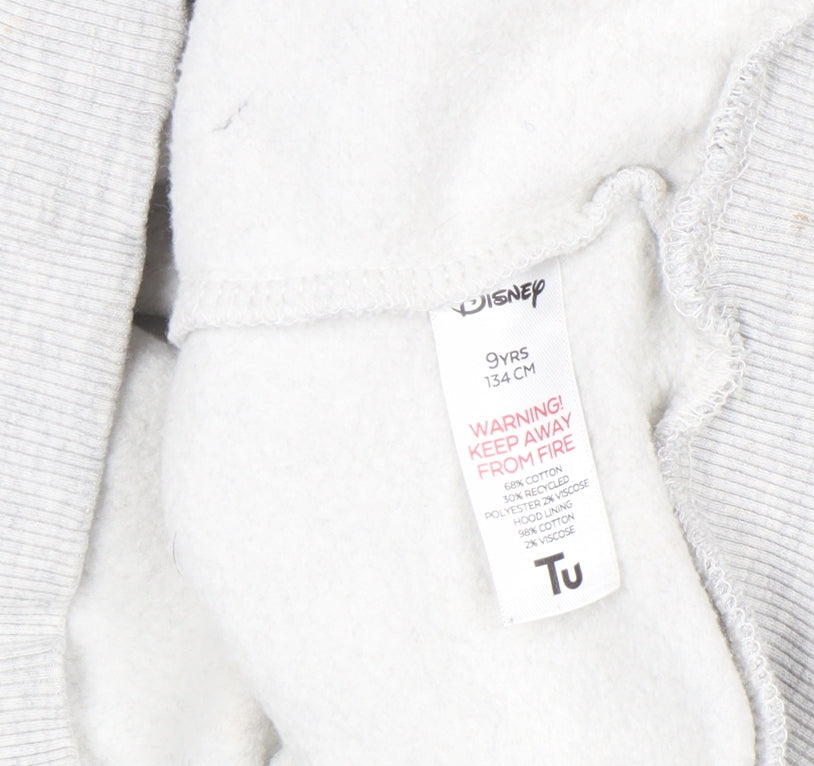 Girls UK Size 9 Years Disney Grey Pullover Hoodie