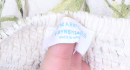 Marks and Spencer Girls Ivory Floral A-Line Puff Sleeve Dress 8-9 Years