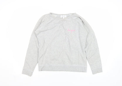 Maison Labiche Girls Grey Cotton Embroidered Pullover Sweatshirt S