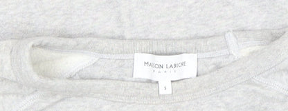 Maison Labiche Girls Grey Cotton Embroidered Pullover Sweatshirt S