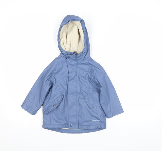 ZARA Blue Hooded Parka Coat 18-24 Months Unisex Baby Lined Winter Jacket