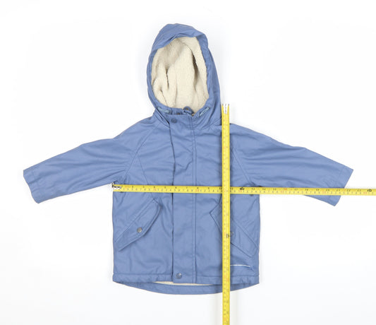 ZARA Blue Hooded Parka Coat 18-24 Months Unisex Baby Lined Winter Jacket