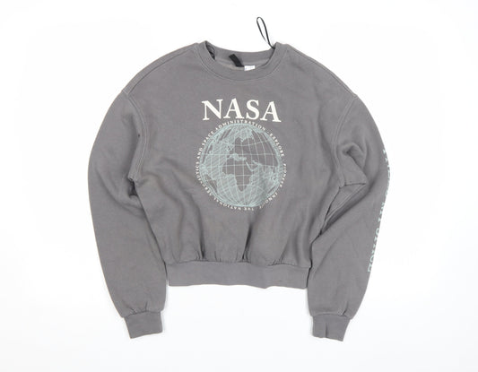 DIVIDED Girls Grey NASA Relaxed Pullover Fleece Sweatshirt XS