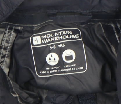 Mountain Warehouse Boys Blue Waterproof Rain Coat 5-6 Years Hooded Lightweight Jacket