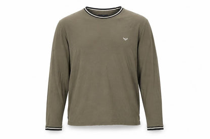 Threadbare Men's Green Long Sleeve Cotton Crew Neck Top L