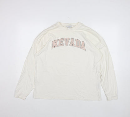 Topshop Ivory Nevada Long Sleeve Cotton Unisex T-Shirt Size S