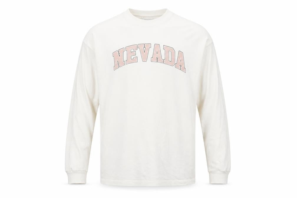 Front view of Topshop Ivory Nevada Long Sleeve Cotton unisex t-shirt, size S