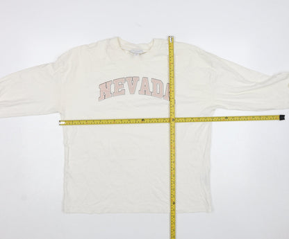 Topshop Ivory Nevada Long Sleeve Cotton Unisex T-Shirt Size S