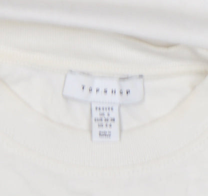 Topshop Ivory Nevada Long Sleeve Cotton Unisex T-Shirt Size S