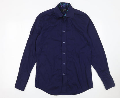 Mens UK Collar Size 15 Duchamp London Smart Blue  Dress Shirt