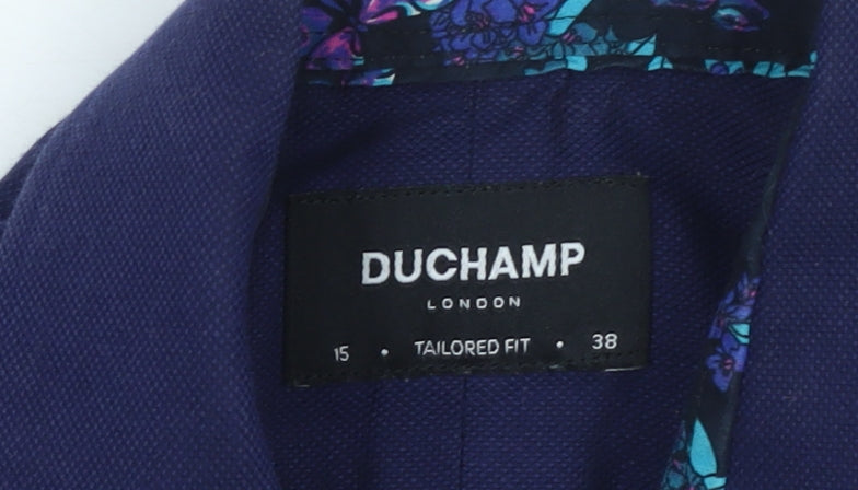 Mens UK Collar Size 15 Duchamp London Smart Blue  Dress Shirt