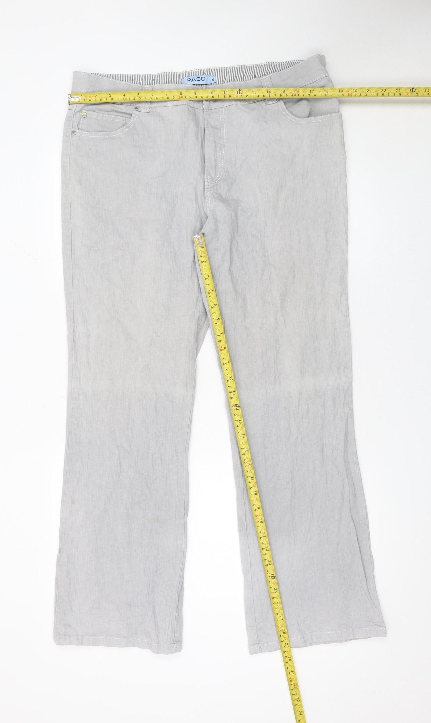 Womens UK Size XL PACO Regular Fit Casual Grey Trousers