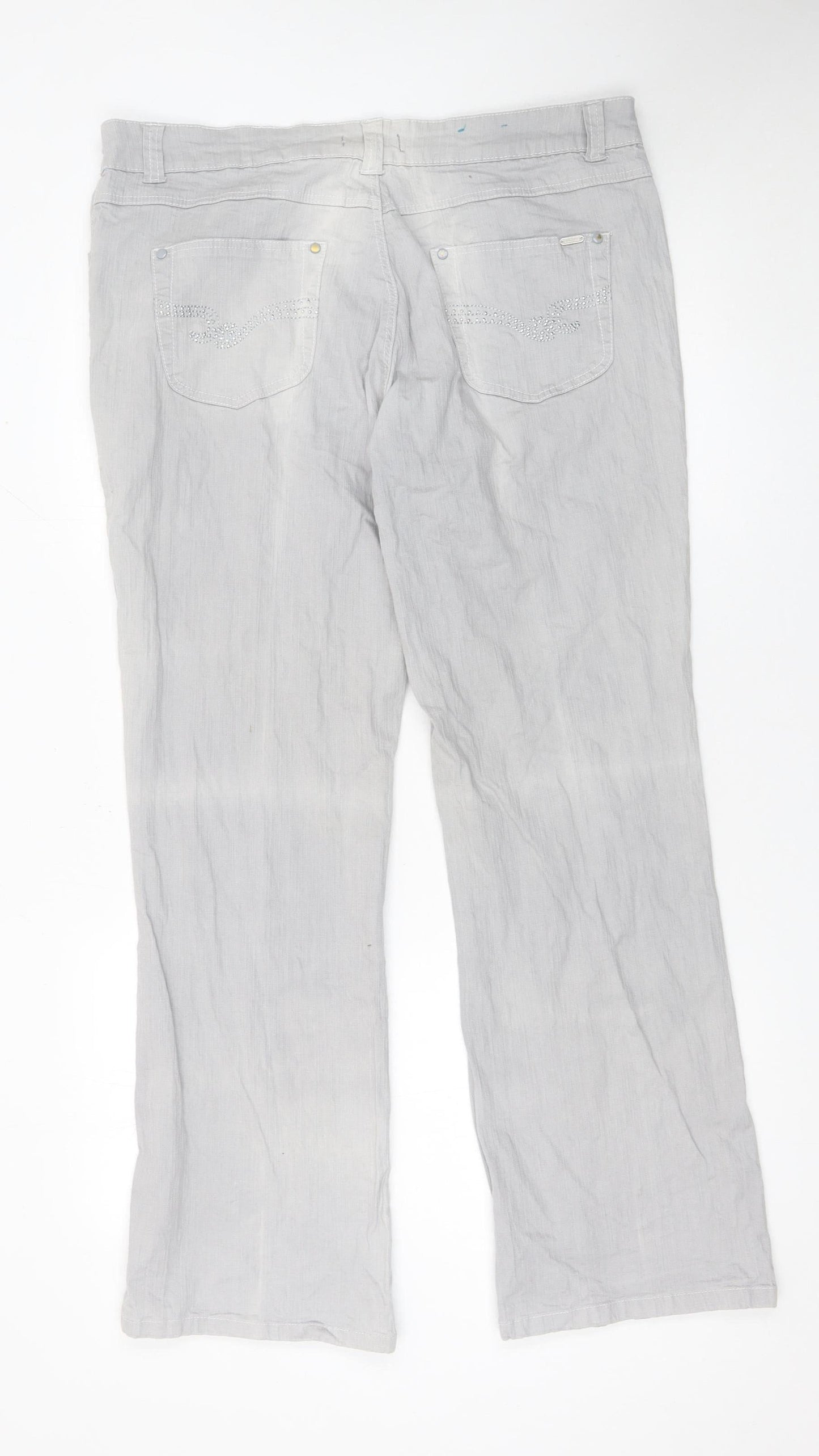 Womens UK Size XL PACO Regular Fit Casual Grey Trousers