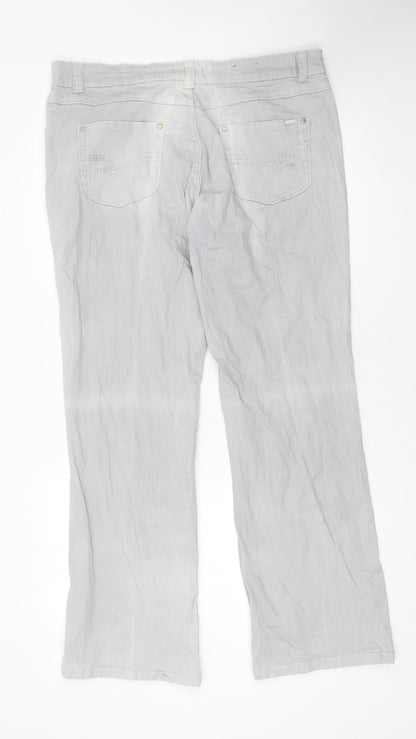 Womens UK Size XL PACO Regular Fit Casual Grey Trousers