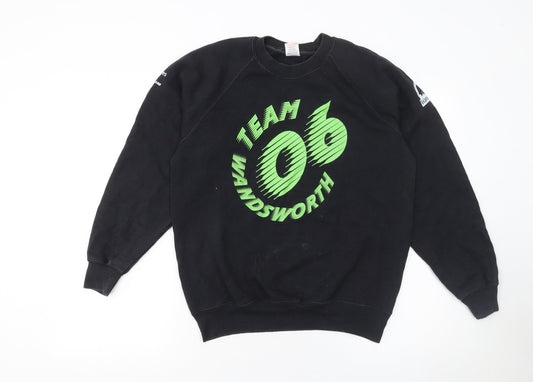 Mens UK Size M Fruit of the Loom Black Pullover Sweatshirt