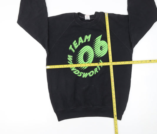 Mens UK Size M Fruit of the Loom Black Pullover Sweatshirt