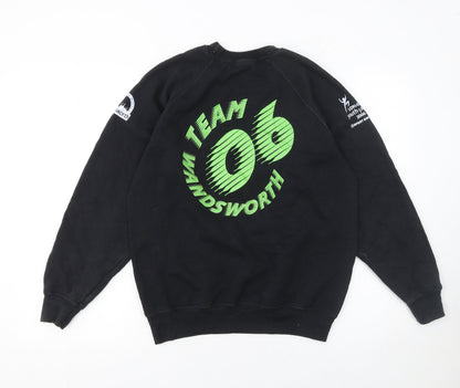 Mens UK Size M Fruit of the Loom Black Pullover Sweatshirt