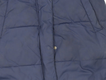 John Lewis Girls Blue Hooded Mid-Length Puffer Coat Age 10 Winter Lined