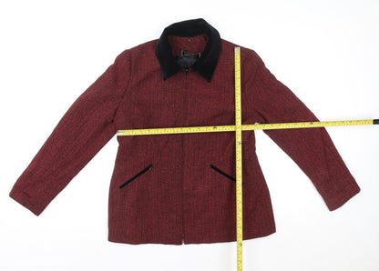 Jessica Petites Red Wool Blend Tweed Zip Jacket Women’s Size 8 Petite