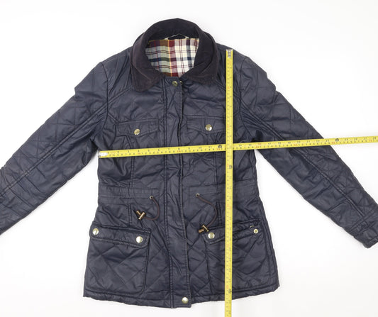 Womens UK Size 8 TU Blue Quilted Coat