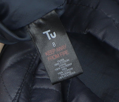 Womens UK Size 8 TU Blue Quilted Coat