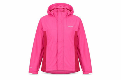 Front view of Regatta Teens Pink Waterproof Hooded Rain Jacket, size M
