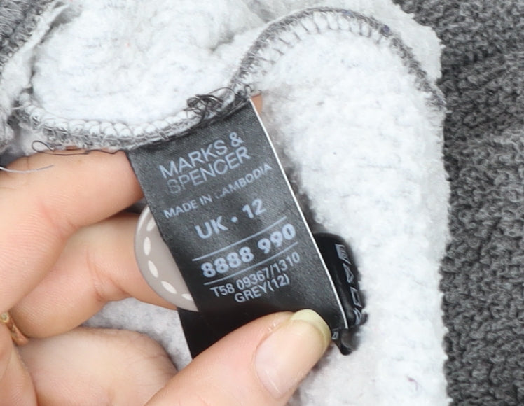 Womens UK Size 12 Marks and Spencer Grey Full Zip Sweatshirt