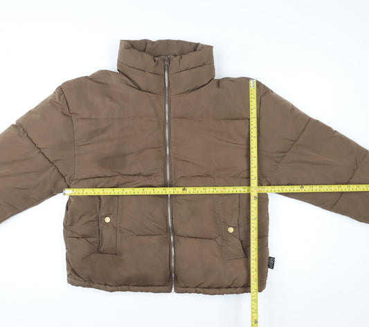 Womens UK Size S Pull & Bear Brown Puffer Jacket